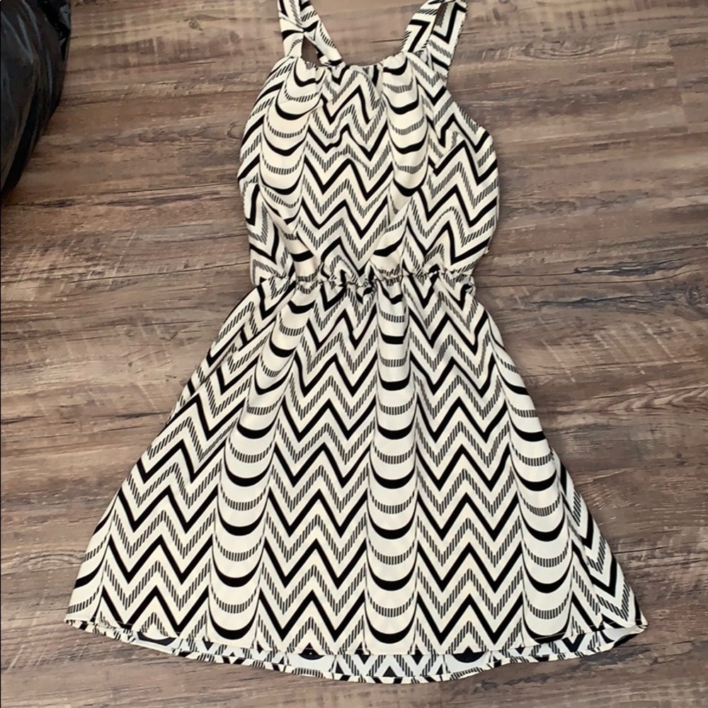 Cream and black printed dress
